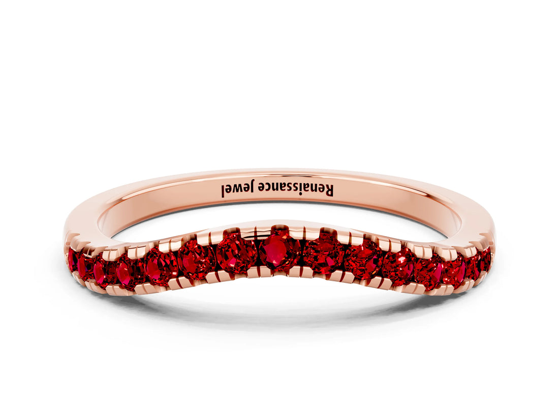 Rose gold Ruby Pavé Curved Wedding Band_6
