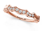 Rose gold Scalloped Diamond Curved Band with Round Brilliant Stones and Shared Prong Setting_3