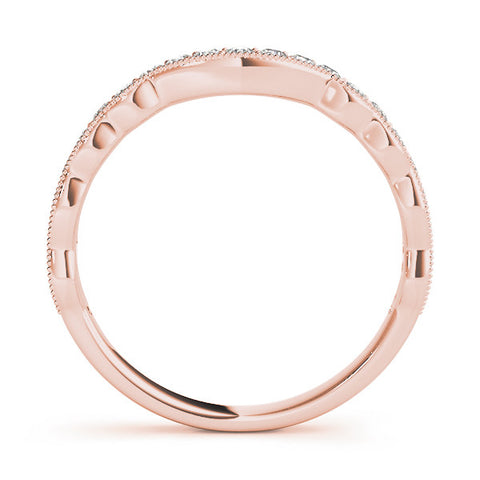 Rose gold Scalloped Diamond Round Cut Eternity Band with Pavé Setting 1