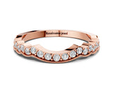 Rose gold Scalloped Diamond Round Cut Eternity Band with Pavé Setting_4