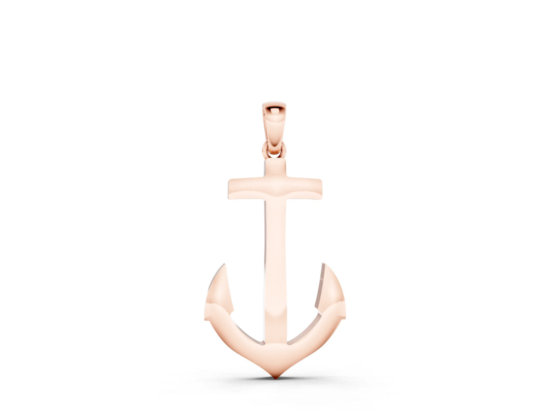 Rose gold Silver Anchor Pendant with Round Diamond Bezel Setting_23