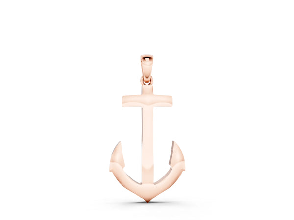 Rose gold Silver Anchor Pendant with Round Diamond Bezel Setting