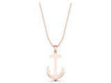 Rose gold Silver Anchor Pendant with Round Diamond Bezel Setting_24