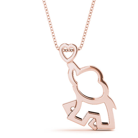 Rose gold Silver Elephant Heart Pendant