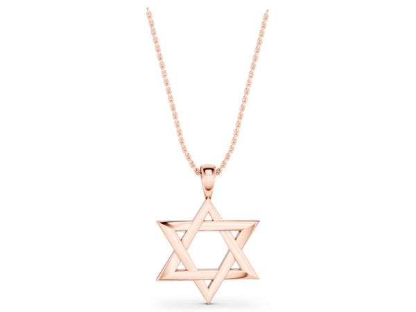 Rose gold Silver Star of David Pendant