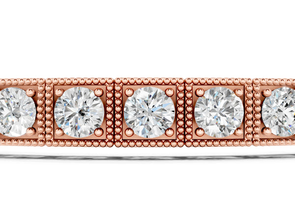 Rose gold Square Bezel-Set Round Diamond Tennis Bracelet with Box Clasp