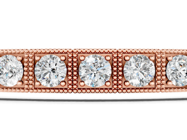 Rose gold Square Bezel-Set Round Diamond Tennis Bracelet with Four-Prong Setting