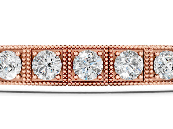 Rose gold Square Bezel-Set Round Diamond Tennis Bracelet with Four-Prong Setting