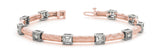 Rose gold Square Box Diamond Bracelet with Round Cut Stones and Braided Band