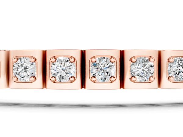 Rose gold Square Channel Set Round Diamond Tennis Bracelet