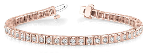Rose gold Square Channel Set Round Diamond Tennis Bracelet