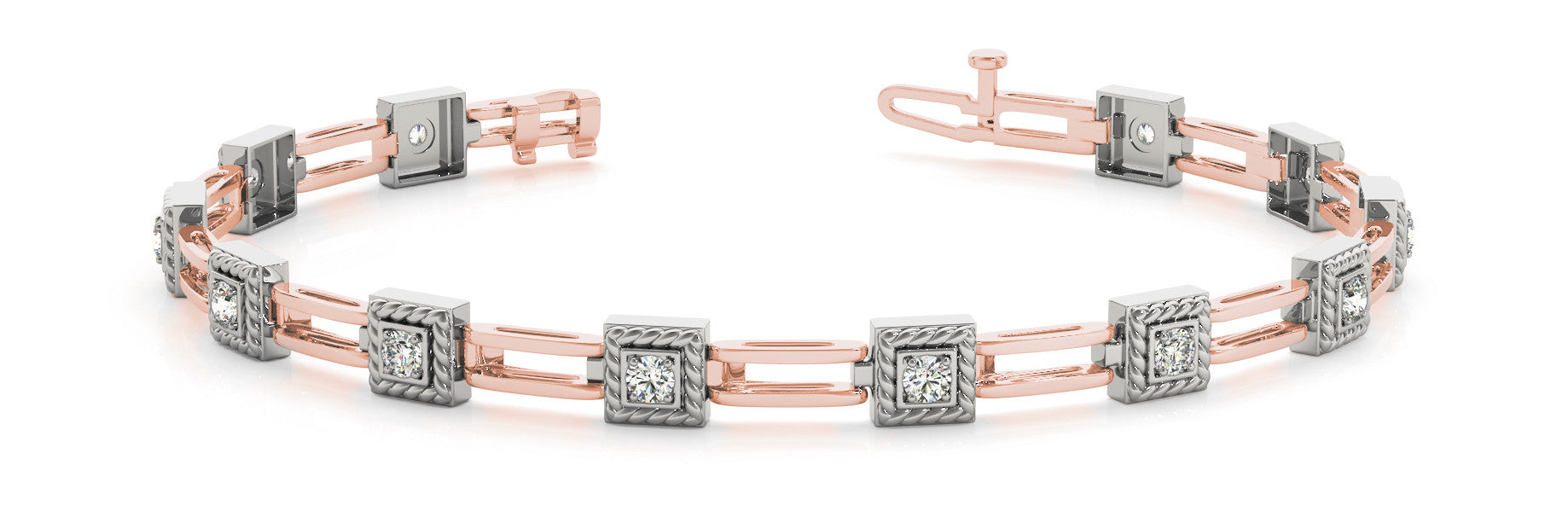 Rose gold Square Diamond Bezel Tennis Bracelet
