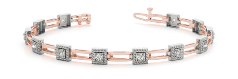 Rose gold Square Diamond Bezel Tennis Bracelet