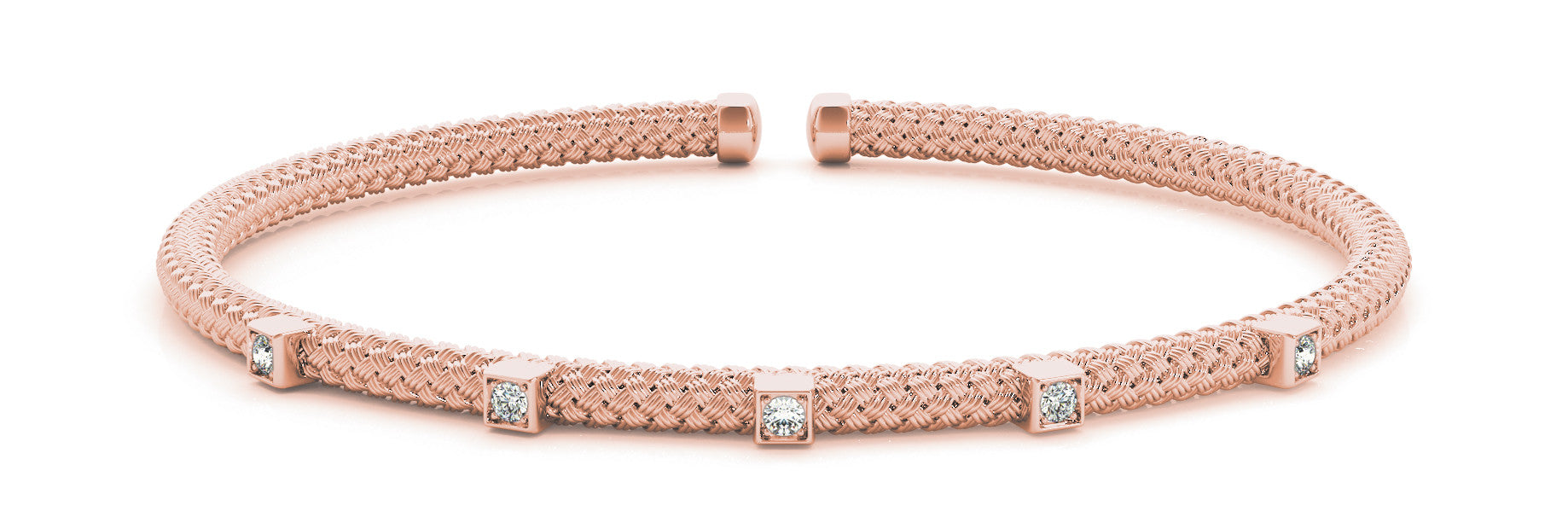 Rose gold Square Diamond Box Setting Woven Band Bracelet