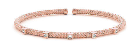 Rose gold Square Diamond Box Setting Woven Band Bracelet