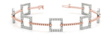 Rose gold Square Diamond Pavé Link Bracelet with Beaded Band and Four-Prong Setting
