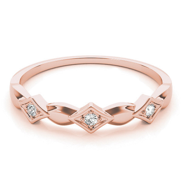 Rose gold Square Diamond Twist Band with Bezel Setting 1