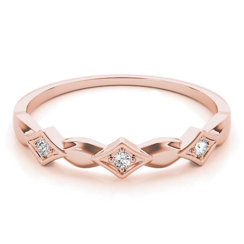Rose gold Square Diamond Twist Band with Bezel Setting 1