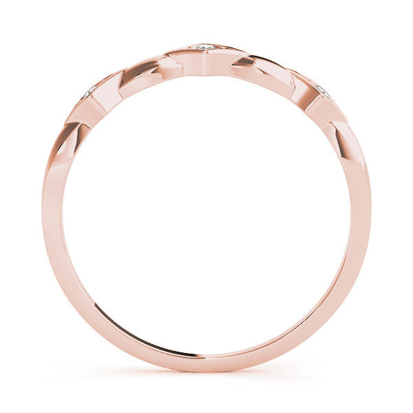 Rose gold Square Diamond Twist Band with Bezel Setting 2