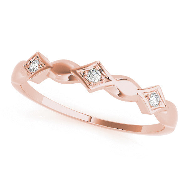 Rose gold Square Diamond Twist Band with Bezel Setting