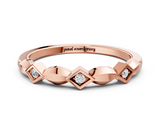 Rose gold Square Diamond Twist Band with Bezel Setting_23