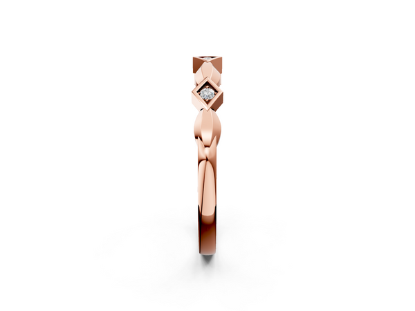 Rose gold Square Diamond Twist Band with Bezel Setting