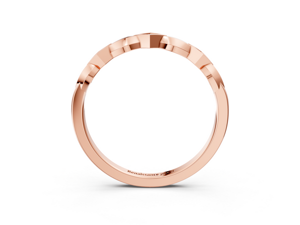 Rose gold Square Diamond Twist Band with Bezel Setting