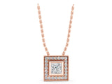 Rose gold Square Halo Princess Cut Pendant with Bezel Setting_5