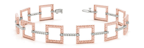 Rose gold Square Link Diamond Pavé Rope Bracelet