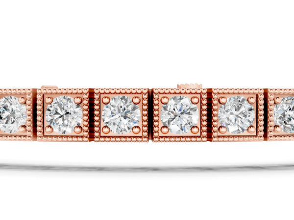 Rose gold Square Milgrain Diamond Tennis Bracelet