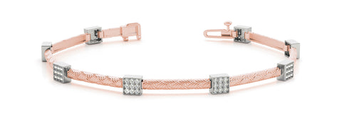 Rose gold Square Pave Diamond Cable Bracelet with Box Clasp