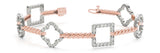 Rose gold Square and Clover Diamond Pave Twisted Cable Bracelet