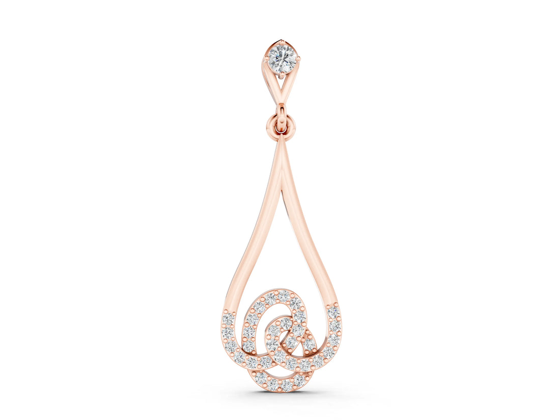 Rose gold Teardrop Diamond Pavé Pendant with Round Brilliant Cut_6