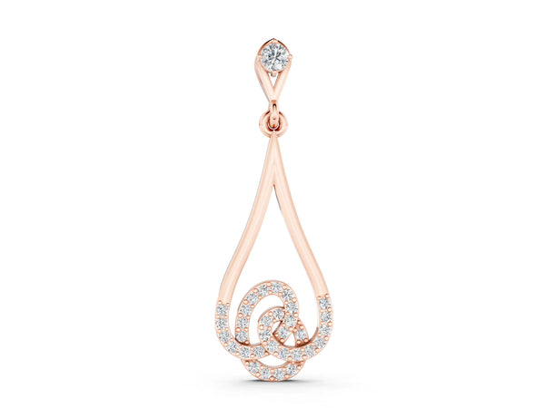 Rose gold Teardrop Diamond Pavé Pendant with Round Brilliant Cut