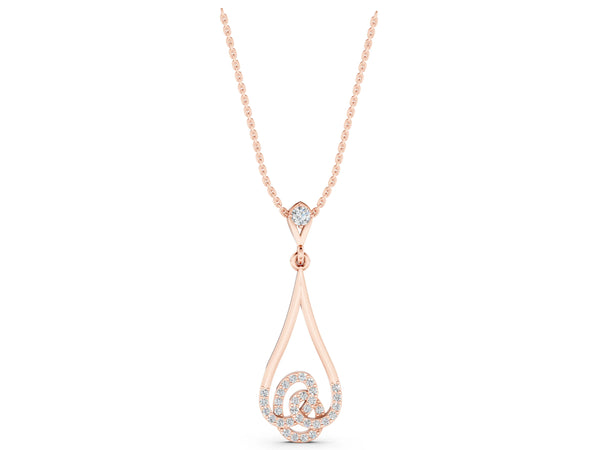 Rose gold Teardrop Diamond Pavé Pendant with Round Brilliant Cut