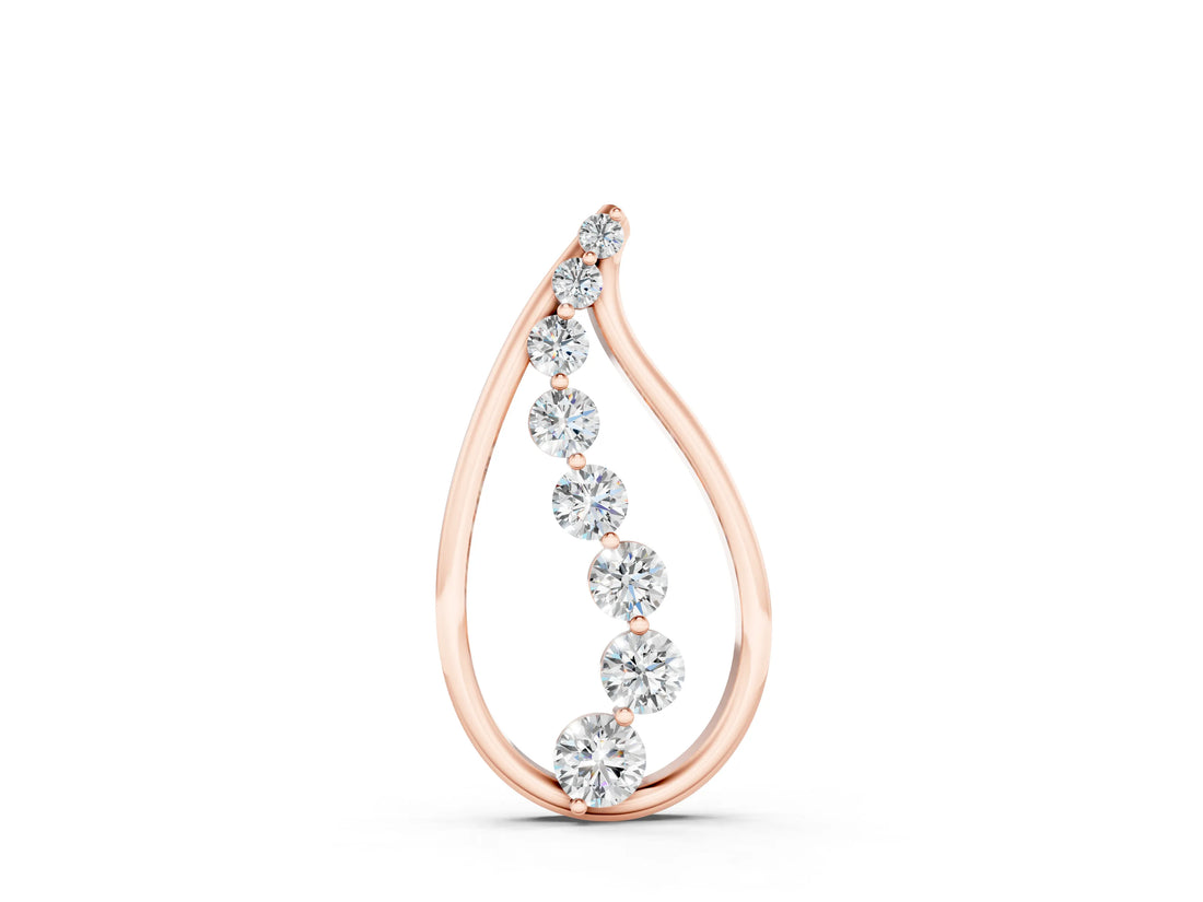 Rose gold Teardrop Diamond Prong-Set Round Pendant_6