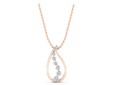 Rose gold Teardrop Diamond Prong-Set Round Pendant_7