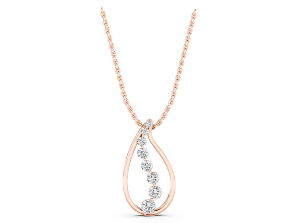 Rose gold Teardrop Diamond Prong-Set Round Pendant