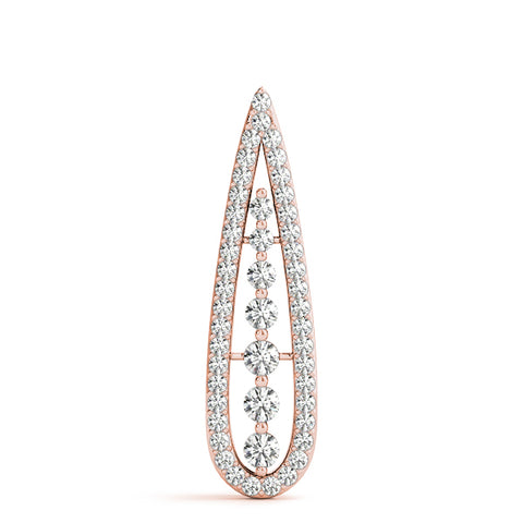Rose gold Teardrop Pavé Round Diamond Prong Pendant 1
