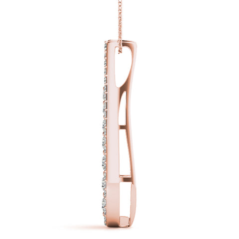 Rose gold Teardrop Pavé Round Diamond Prong Pendant 2