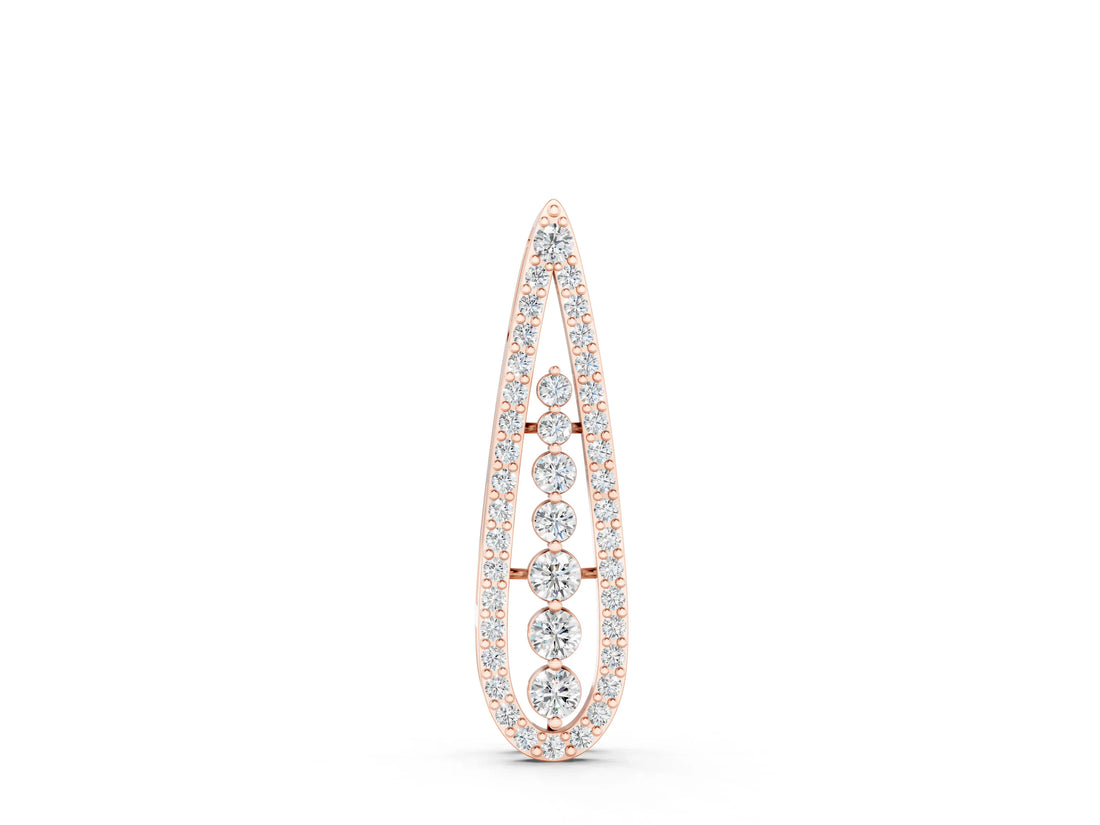 Rose gold Teardrop Pavé Round Diamond Prong Pendant_6