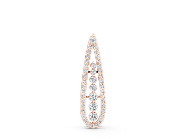 Rose gold Teardrop Pavé Round Diamond Prong Pendant