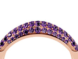 Rose gold Three-Row Pavé Round Amethyst Dome Band_10