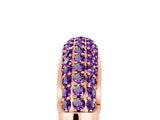 Rose gold Three-Row Pavé Round Amethyst Dome Band_11