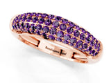 Rose gold Three-Row Pavé Round Amethyst Dome Band_7