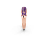 Rose gold Three-Row Pavé Round Amethyst Dome Band_8