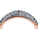 Rose gold Three-Row Pavé Round Aquamarine Dome Band_10