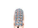 Rose gold Three-Row Pavé Round Aquamarine Dome Band_11