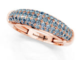 Rose gold Three-Row Pavé Round Aquamarine Dome Band_7