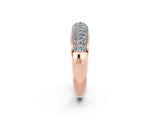 Rose gold Three-Row Pavé Round Aquamarine Dome Band_8